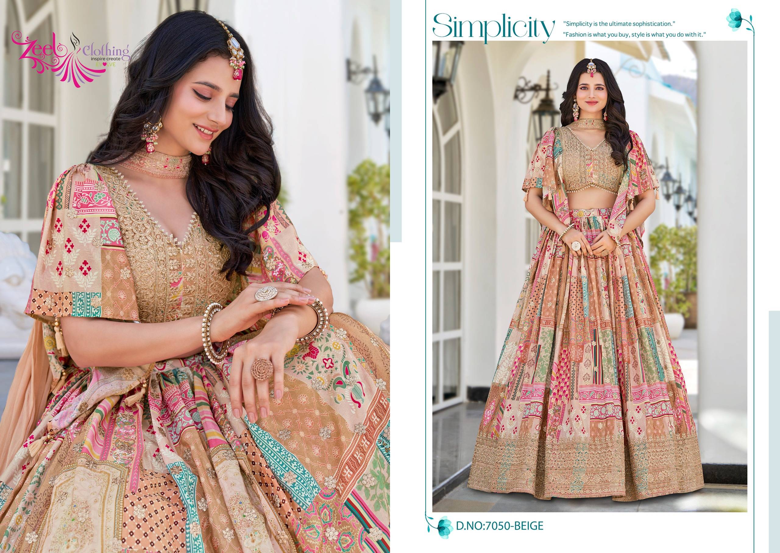 Queen By Zeel Clothing 7050 Colours Series Designer Beautiful Collection Occasional Wear & Party Wear Chinnon Silk Lehengas At Wholesale Price